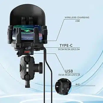 מתקן לטלפון+טעינה אלחוטית + חיבור USB עם בולם OCTO-GRIP